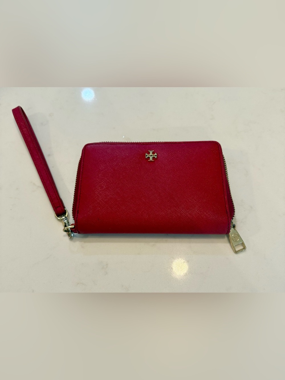 VTG Tory Burch Red Leather Robinson Zip Around wallet